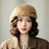 Gorra de Invierno/Otoño 2026 Nueva, con Etiqueta de Cuero, Visera de Punto de Lana, Adelgazante, Moderna, Cálida y Elegante