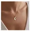 Amazon Transfronterizo Nuevo Collar Dorado Redondo de Rosa Moda para Niñas Elegante Temperamento Estilo Mid-Century Cadena para la Clavícula