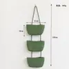 Cesta suspensa de parede para armazenamento doméstico e organização de itens diversos, cesta de armazenamento de fio de algodão, cesta suspensa de três camadas, móvel decorativo, cesta de armazenamento suspensa