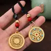 Chaveiro Pingente de Alta Qualidade Método Antigo Ouro Doze Signos do Zodíaco Cinco Bênçãos Perfeito Redondo Pingente Deus da Riqueza Bolsa de Paz Ornamento Colar Mulheres