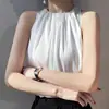 Camisola de Seda sin Mangas con Escote Halter y Hombros Descubiertos 2025 Verano Nuevo de Seda de Morera Efecto Adelgazante Top de Satén para Mujer