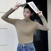 H528 Meia-gola alta Máscara Camisa Feminina Roupa Interna Outono e Inverno Lixamento Base Camisa Slim-fit Quente Desgaste Externo Manga Comprida T-shirt Top