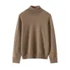 Suéter de Cashmere Consinee de Gola Alta para Mulheres, 100% Cashmere Puro, Caimento Solto, Emagrecedor, Suéter Básico de Tricô Simples e Versátil