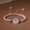 Pulseira de Ágata Calcedônia tecida à mão com fecho de segurança para casal, feminina, para amigas, pulseira simples, pulseira segura e feliz, presente