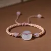 Pulseira de mão para casal com fivela de paz de calcedônia de ágata tecida à mão, pulseira simples para amigas, pulseira de mão para paz e alegria, presente