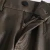 Elegante y chic falda midi de piel sintética para mujer, nueva colección otoño 2026, de cintura alta, estiliza la figura, moderna y adecuada para el trabajo.