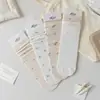 Meias Finas Largas de Primavera e Verão Estilo Japonês Urso Cartoon Laço Meias de Algodão Estilo Menina Doce Meias de Cano Médio Estilo Acadêmico Meias Longas para Mulheres
