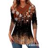 Comercio Exterior Transfronterizo Estación Independiente de Amazon Otoño e Invierno Popular Top Camiseta de Manga Larga con Botones y Estampado Navideño para Mujer