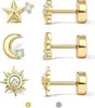 Pendientes de Mini Estrella de Mar y Mariposa con Baño de Oro Real de Latón Caliente Transfronterizos Europeos y Americanos para Mujer Pendientes de Lujo Ligero de Nicho