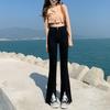 Jeans Negros Skinny con Abertura para Mujer Primavera 2022 Elásticos Cintura Alta Adelgazantes Acampanados de Hong Kong Rectos para Niños
