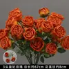 Flores de Rosa Crema de 3 Cabezas Decoración de Fondo de Boda Flores de Bordillo Materiales para Arreglos Florales Boda Estilo Europeo Flores de Seda Flores Artificiales