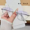 Gafas Sin Marco Ultraligeras de Titanio Puro para Mujer, Luz Azul Anti-Azul, Estilo Coreano, Se Pueden Personalizar con Lentes Graduados, Adecuadas para Caras Grandes, Efecto Adelgazante, Aspecto Natural