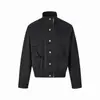 EmeOtoño Retro Ropa de Trabajo Pantalones de Bolsillo Doble Solapa Chaqueta Corta Ancha Recta de Nailon con Cuello Alto y Botones para Hombre y Mujer