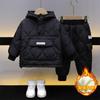 Ropa Infantil para Niños Traje Espeso de Terciopelo para Niños Ropa de Otoño e Invierno 2025 Nuevo Traje de Ropa de Algodón Cálido con Capucha para Niños