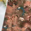 Rama Verde MagnoliaSeda Completa Seda Xiangyun Tela Estampada, Top Qipao para Mujer, Tela Estampada con Tinta de Estilo Tradicional