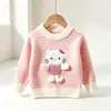 Suéter a rayas para niña tejido de dibujos animados otoño e invierno nuevo top grueso cálido para niños suéter de bebé niña