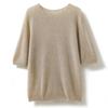 Cashmere Mulberry Silk First-Line Garments Estilo coreano Soft Waxy Primavera e Outono Manga curta Feminino Gola redonda Solto Fino Base-Camisa Suéter