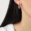 Aretes de diseño de textura brillante de lujo ligero francés, acero de titanio chapado en oro, forma de U, estilo casual, temperamento nicho, venta al por mayor para mujeres