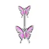 Nuevo Anillo de Ombligo Mariposa Pequeña con Goteo de Aceite Corazón de Chica Mariposa Diamante Acero Inoxidable Joyería de Piercing Clavo de Ombligo