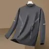 Camiseta térmica de base para hombre de otoño e invierno, camiseta de manga larga, top de otoño de cuello semi-alto, ropa de marca moderna para hombre de alta calidad
