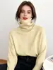 Suéter de Cuello Alto Tejido para Mujer, Ropa Exterior de Otoño e Invierno, Nuevo Estilo 2026, Prenda Interior Retro Relajada, Camiseta Básica Tejida a la Moda para Mujer