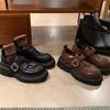 Zapatos de Cuero Uniforme Estilo Celebridad de Internet para Mujer, Mocasines de Suela Gruesa de Gama Alta, Zapatos de Cuero Retro Estilo Británico para Mujer, Versátiles
