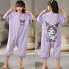 Saco de dormir de algodón para niños, pijama de una pieza de manga corta para niñas, verano fino, dibujos animados, ropa de aire acondicionado para niñas, camisón a prueba de patadas