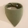 Babero triangular de gasa de algodón puro para bebé, babero liso de gasa de burbujas para babas de bebé, babero ajustable con doble botón de presión