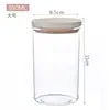 Tarro de almacenamiento con tapa de bambú, transparente, para cereales, frutos secos, té, resistente a la humedad, para cocina, sellado.