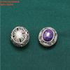 Plata de Ley S925 Hueca con Agujero Pasante Piedra Incrustada Lapislázuli Ágata Ámbar Nube Trasera Accesorios Vintage DIY Materiales para Abalorios Hechos a Mano