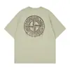 Camiseta de Verão com Estampa de Pedra Transfronteiriça, Manga Curta, Estampa de Bússola, Espuma 3D, Gola Redonda, Ombro Caído, Casual, Caimento Solto, Unissex
