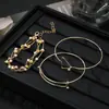 Pulsera de Perlas con Forma de Corazón y Estrella Transfronteriza Europea y Americana, Pulsera Geométrica de Triángulo de Moda para el Trabajo, Pulsera Personalizada, Juego de 3 Piezas