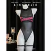 Lingerie para mulheres, roupas sexy e sedutoras, qqny, justa e sexy, tentação de desejo puro, fecho de pressão, fenda alta, body
