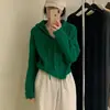 Estilo casual com capuz, curto, macio, suéter Nuo, casaco feminino, primavera, estilo preguiçoso, solto, suéter interno, cardigã, top