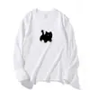 Novedad Otoño e Invierno Estilo Americano Hombro Derecho Nicho Diseño de Estampado de Gato de Dibujos Animados Tops Lindo y Versátil de Manga Larga para Mujer