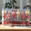 Bolas de Natal Bolas Plásticas Acessórios de Decoração para Árvore de Natal Caixas com Grade de Nove Quadrados 6 Bolas Pintadas Conjunto de Bolas de Formato Especial