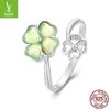 Yinziyun Original Hot Sale Lucky Four-leaf Clover Abertura Anel Verão Fresco 925 Anel de Prata Esterlina Jóias