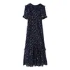 ZA comercio exterior transfronterizo europeo y americano ropa de mujer, superventas de AliExpress vestido floral de manga corta con cuello en V elegante con cinturón a la cintura ajustado