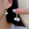 Pendientes de Perlas de Frijol de Miel de Primavera Diseño de Nicho Lujo Accesible Clásico Simple Pendientes de Perlas de Alto Brillo Pendientes