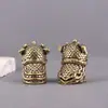 Adornos de León de Latón Puro, un Par de Guardianes Rezando por Riqueza, Decoraciones Retro para Mascota de Té de Escritorio para el Hogar y la Sala de Estar