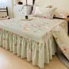 Novo 2024 Saia de Cama de Flanela Escovada 100% Algodão Peça Única Algodão Puro Espessado Capa de Cama 1.8m Fronha Conjunto de Três Peças Estilo Princesa