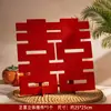 Decoração de quarto de casamento, arranjo de noivado, arranjo de mesa, sala de estar e quarto, decorações florais de mesa com o caractere tridimensional "felicidade dupla", coleção completa de artigos para casamento