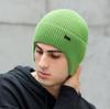 Gorro de lana transfronterizo europeo y americano para hombre, nuevo gorro de punto de color sólido, moda de otoño e invierno, protección para los oídos, gorro informal cálido