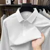 Camisa polo masculina de manga comprida transfronteiriça do Sudeste Asiático, camisa básica de cor sólida de luxo leve para primavera e outono, camiseta com gola antibacteriana feita sob medida, roupa de trabalho
