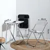 Mesa dobrável transparente acrílica vintage, estilo moderno e na moda, conjunto de mesa e cadeira portátil para varanda de casa, mesa de centro nórdica