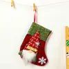 Estilos Nuevos Transfronterizos de Calcetines Navideños de Lino Tridimensionales de Dibujos Animados Bolsas de Regalo Navideñas Bolsas de Dulces Colgantes para Calcetines de Varios Tamaños