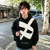 Sudadera con capucha estampada con letras estilo retro americano para hombre, nuevo modelo de invierno, diseño simple y único, top de corte holgado