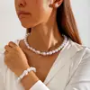 Collar de Moda Transfronterizo Europeo y Americano con Múltiples Capas de Perlas, Pendientes y Collar de Perlas Estilo Retro Francés Barroco, Juego de Joyería