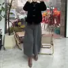 26005 Novo Daimei Yiyuan Jaqueta de Veludo Nova Moda com Design de Botões, Calça de Cintura Alta Ampla Solta, Elegante e Emagrecimento para Mulheres