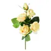 Flor Artificial Rosa de Terciopelo de 5 Cabezas Estilo Francés Ramo de Flores de Seda Ramo de Boda Flor Artificial Decoración del Hogar Adorno Transfronterizo